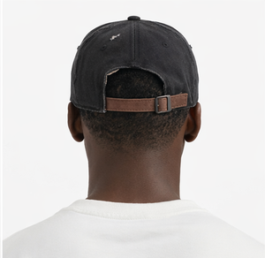 Custom Distressed Black Brown Dad <b>Cap</b> Embroidered <b>Vintage</b> Ripped Washed Cotton Baseball <b>Cap</b> Adjustable Retro Hat - Product Image 3