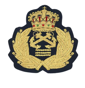 Badge décoratif personnalisé en fil de broderie bouillon, à coudre ou thermocollant, fil doré, pour vêtements, vestes, casquettes, uniformes, mode - Product Image 1
