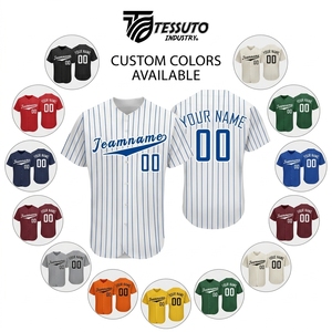 Maillot de baseball personnalisé en gros, rayé, sublimé, boutonné, uniforme d'équipe, impression OEM, chemise athlétique à manches courtes - Product Image 4