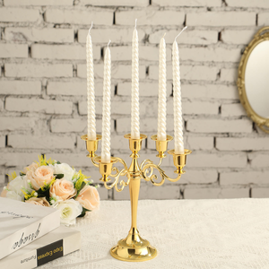 Candelabros Metálicos Retro de 3 y 5 Brazos para Decoración de Bodas, Portavelas Dorados - Product Image 1