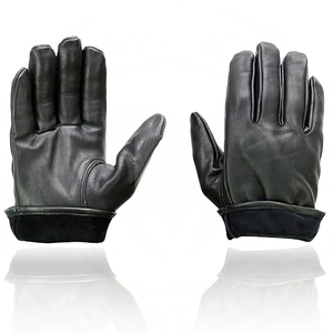 Samroz Sports Men's Black Cowhide Leather Gauntlet Motorcycle Hand <b>Gloves</b> - Product Image 2