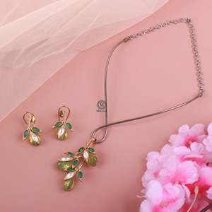 Lisa Polki Designer <b>Gold</b> Plated Zircon Necklace and <b>Earring</b> <b>Set</b> for Wedding and Festival - Product Image 2