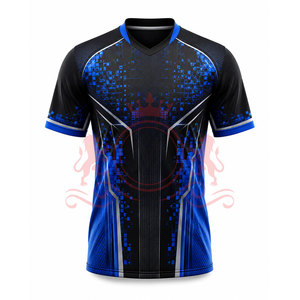 Camiseta de Fútbol para Hombre, Azul, con Patrón Geométrico, Manga Corta, Cuello en V, Poliéster que Absorbe la Humedad, Ajuste Atlético, para Todas las Temporadas - Product Image 4