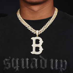 Colgante de Letra B Plateado en Plata con Incrustaciones de Cristal y Diamantes de Imitación, Joyería de Moda Hiphop para Hombre, Regalo - Product Image 2