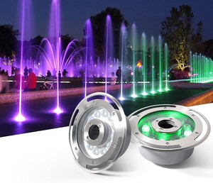 IP68 Waterproof 12V 18W LED Fountain <b>Light</b> RGB Landscape Spotlight 160mm SS316 Tempered Glass <b>Pond</b> Garden Swimming Pool - Product Image 6