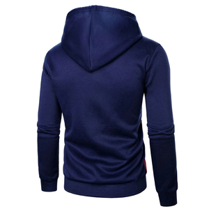 Sweat-shirt à capuche pour homme, style patchwork color block, coupe classique, tricoté, décontracté, automne, bleu, blanc, rouge - Product Image 2