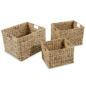 Panier tressé en jacinthe d'eau marron avec cadre métallique – Boîte de rangement élégante - Product Image 2