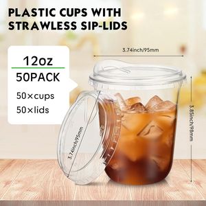 Bicchieri Monouso in Plastica Trasparente con Coperchi Senza Cannuccia per Caffè, Frullati e Bevande Fredde, Ideali per Negozi di Caffè - Product Image 2