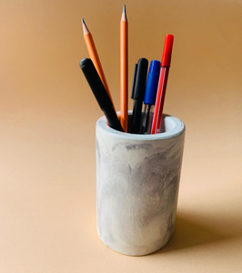 Marble <b>Pen</b> Holder Office Desk Accessory Pencil Cup <b>White</b> Stone Color Organizer for <b>Pens</b> and Pencils Holder - Product Image 5