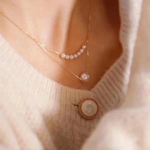 Collar de Doble Capa con Cadena de Clavícula de Plata S925 con Perlas de Agua Dulce Naturales, Diseño Simple y de Alta Gama - Product Image 4