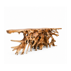 Table console ARTERRA en teck de forme libre, design rustique pour la décoration d'hôtels et de villas, table en bois unique - Product Image 2