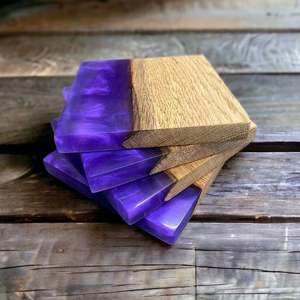 Eco-Friendly Natural Wood & Resin River Coaster | Artisan Crafted Swirl Pattern Cup Pad Housewarming Gift Wood Resin <b>Table</b> <b>Mat</b> - Product Image 3