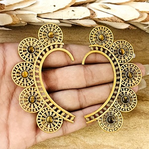 ต่างหูแบบหนีบลายโบโฮแมนดาลา ทองเหลืองชุบทอง 18k ลายรัศมีดวงอาทิตย์ ทรงเรขาคณิต สำหรับผู้หญิง ขายดี ขายส่ง รับผลิตแบบ OEM ODM - Product Image 1