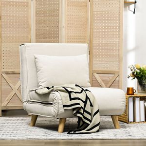 "2-in-1 <b>Convertible</b> <b>Sofa</b> <b>Bed</b> with Adjustable Backrest & Storage Beige" - Product Image 2