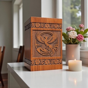 Handcrafted Rosewood Urn <b>Box</b> with Phoenix Bird Engraving Personalized <b>Memorial</b> Keepsake for Cremation Durable & Eco-Friendly - Product Image 1