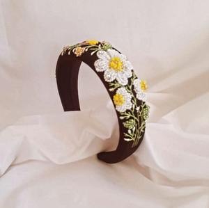 Latest <b>beaded</b> Elegant Trendy Beads Embroidery Hairband Custom Size Girls/Women Export Quality <b>Headband</b> in India - Product Image 1