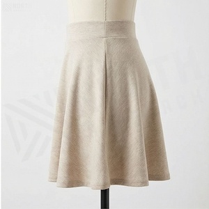 Jupe courte trapèze pour femme, couleur unie, taille élastique, style décontracté, en coton tissé doux, toutes saisons - Product Image 4