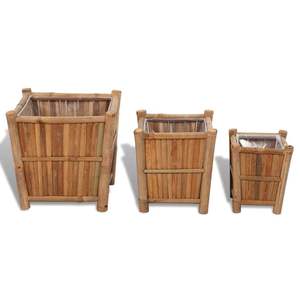 Ensemble de 3 jardinières surélevées en bambou naturel pour pots de fleurs et jardinières - Product Image 2