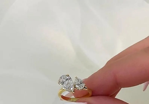 Pear & Marquise Cut 3.00TCW Toi et Moi Unique <b>Two</b> <b>Stone</b> Crossover <b>Ring</b> Elegant Design Bridal Jewelry for Women - Product Image 4