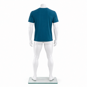 Haut de blouse médicale noir à col en V pour homme, en polyester tricoté, avec poche poitrine, pour usage médical - Product Image 2