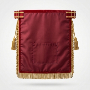 Delantal Masónico de Lujo en Terciopelo Rojo con Bordado Dorado en 3D de Águila de Dos Cabezas, Flecos y Borlas, Regalia Masónica - Product Image 5