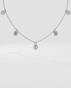 Collier pendentif en moissanite taille émeraude, en argent 925 plaqué rhodium, ras-de-cou unisexe, bijoux de mariage certifiés GRA - Product Image 3