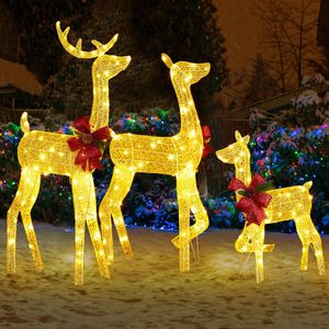 Set Famiglia di Renne 3D Illuminata # # # #   Decorazioni Natalizie da Esterno # # # #   Resistente alle intemperie # # # #   3 Pezzi # # # #   Ornamento per la Casa - Product Image 2