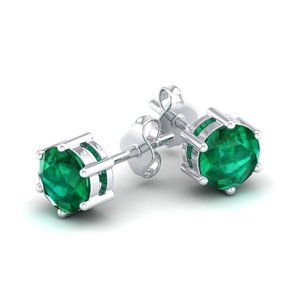 REYES Elegant 925 <b>Sterling</b> <b>Silver</b> 2 Carat Emerald Gemstone <b>Earrings</b> For Women GRA Certified Moissanite Screw Back <b>Stud</b> <b>Earrings</b> - Product Image 1