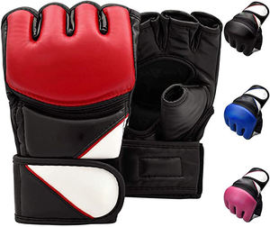 Gants de boxe MMA professionnels à demi-doigts avec sangle de poignet réglable pour la fermeture, poignées en cuir artificiel personnalisées pour la boxe - Product Image 4