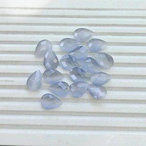 Pierre précieuse œil de chat blanc givré, taille poire, facettée, brillante, pierre libre, cristal taille poire à facettes pour la fabrication de bagues, pendentifs et boucles d'oreilles - Product Image 1