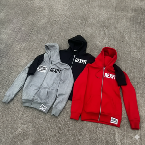 Vêtements pour hommes, broderies personnalisées, tissu French Terry 100% coton, coupe ample, streetwear, best-seller, faible MOQ, sweats à capuche zippés - Product Image 6