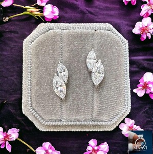 Roy Diamond 3.00ct Lab Grown Marquise Diamond Drop <b>Stud</b> Earrings-Birthday Anniversary Gift Luxury Modern Geometric Design - Product Image 1