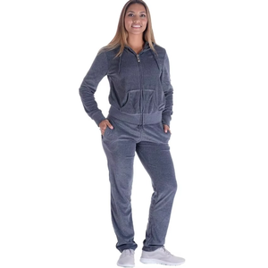 Conjunto Deportivo Casual de Terciopelo para Mujer, Manga Larga, Color Sólido, Estilo Europeo y Americano, 2 Piezas, Forro Polar, Poliéster/Algodón, Gran Venta - Product Image 1