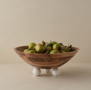 Luxury Travertine Style Decorative Bowl With Pedestal Base Modern Stone Fruit Bowl Centerpiece <b>Tabletop</b> Bowl Living Room Dining - Product Image 3