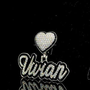 Joyería personalizada de fábrica Esmalte negro D VVS Moissanite Diamante 925 Colgante de letra sólida de plata Colgante helado - Product Image 2