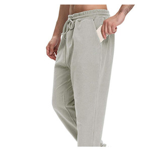 Men's sweatpants Lightweight Plain Dyed 100% Cotton breathable fabric regular fit custom logo printing men sweatpants - Product Image 5