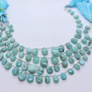 Natural Amazonite Smooth Pear Beads 6x8-11x16MM Amazonite Gemstone Beads 9 Inch Strand Smooth Amazonite Pear Shape Beads Bulk - Product Image 1