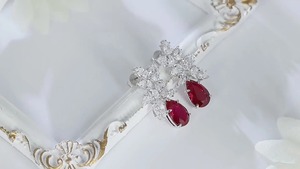 Luxury Women's Drop <b>Earrings</b> With Teardrop Ruby And PEAR Cut <b>Diamonds</b> Claw Setting 925 Silver Wedding Jewelry - Product Image 2