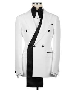 Costume de smoking blanc croisé pour homme, de luxe, pour marié, revers châle, veste de soirée formelle, sur mesure - Product Image 1