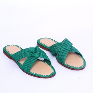 Handmade <b>Raffia</b> <b>Sandals</b>: Moroccan Leather Sole, Bohemian Style - Product Image 2