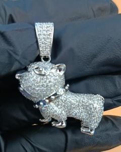 Colgante de Bulldog Francés en Plata 925, Colgante para Amantes de los Animales, Joyería Hip Hop, Colgante de Animal con Moissanita VVS para Hombre - Product Image 1