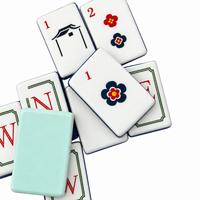 Jeu de tuiles de Mahjong en acrylique, tuiles de Mahjong bleues Heritage, faces décoratives pour jeux de société et jeux de Mahjong en intérieur