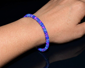 Factory <b>Direct</b> <b>Beads</b> Boho Chic 4mm Natural Lavender Fire Opal Bracelet Handmade Gemstone <b>Beads</b> Perfect Stacking Piece - Product Image 1