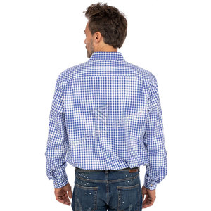 Costume pour homme, vêtements pour adultes, chemise bavaroise allemande pour l'Oktoberfest, tenue avec salopette, chemise 100% coton bleu et blanc - Product Image 6