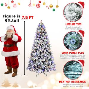 Albero di Natale Realistico 2,4m in PE+PVC+Aghi Rigidi con 470 Luci LED Colorate e Filo di Memoria, Albero Innevato con Palline G45 - Product Image 4