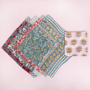 New Summer Handmade Block Printed Cotton Multi-Color Bandana Soft Square Scarf <b>Head</b> Neck Kerchief For Hiking Travel Face <b>Wraps</b> - Product Image 4