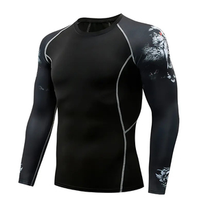 Custom Logo Sublimation Printed Polyester/Nylon <b>Compression</b> <b>Shirts</b> MMA Breathable Full Sleeve Rashguard Uniforms Unisex High - Product Image 3