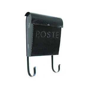 Buzón de Metal Negro Estilo Francés con Ganchos para Periódicos y Cartas, Decoración de Pared Exterior para el Hogar - Product Image 1