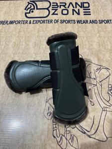 BRAND ZONE Equine Boots Patent Leather Horse Tendon Brushing Boots Splint Boots with 8MM Neoprean and Faux Fur <b>Equestrian</b> horse - Product Image 1