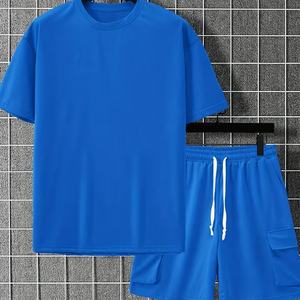 Men 2 Piece Casual Outfit Manufacturer Cotton Cargo Shorts T Shirt Summer OEM ODM Bulk Supply - Product Image 4